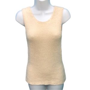 ANNE KLEIN PETITE IVORY KNIT LINEN BLEND TANK TOP • sz MP
